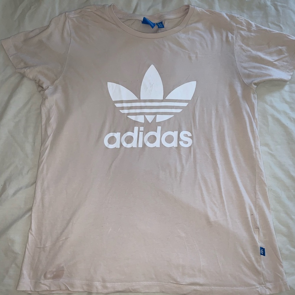 Tan/Nude Adidas Tee-Shirt with White Detailing